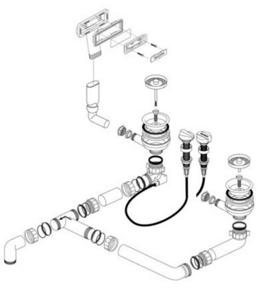 Blanco Einbauspüle Blanco Ablaufgarnitur 2 x 3,5'' Ablauffernbedienung C-overflow® von Blanco