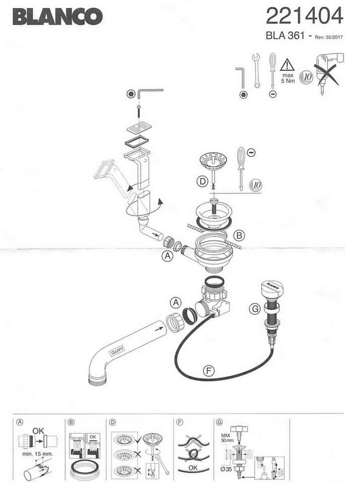 Blanco Einbauspüle Blanco Ablaufgarnitur 3,5'' Sieb mit Ablauffernbedienung Überlauf Blanco Einbauspüle Blanco Ablaufgarnitur 3,5'' Sieb mit Ablauffernbedienung Überlauf von Blanco