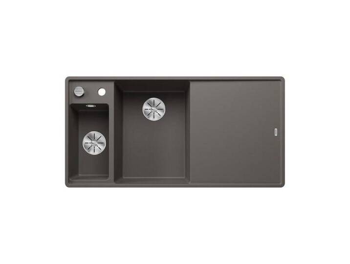 Blanco Granitspüle BLANCO AXIA III 6 S-F Silgranit flächenbündig Holz-Schneidbrett, 99/50 cm, grau, Becken links, Vulkangrau von Blanco