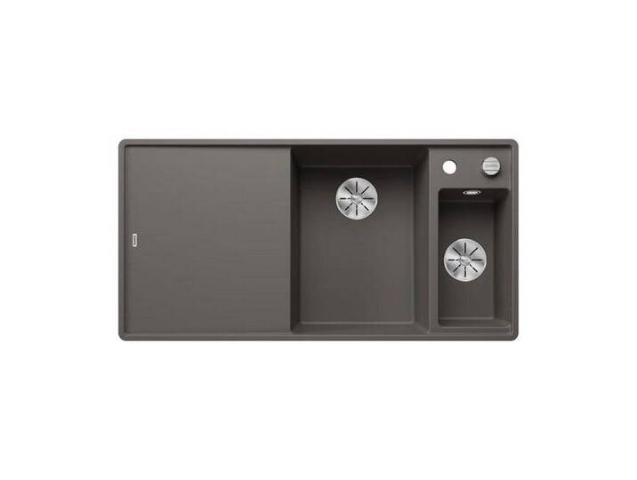 Blanco Granitspüle BLANCO AXIA III 6 S-F Silgranit flächenbündig Holz-Schneidbrett, 99/50 cm, grau, Becken rechts, Vulkangrau von Blanco