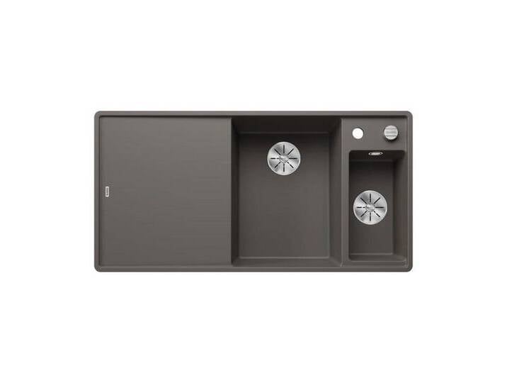 Blanco Granitspüle BLANCO AXIA III 6 S-F Silgranit flächenbündig Holz-Schneidbrett, 99/50 cm, grau, Becken rechts, Vulkangrau von Blanco