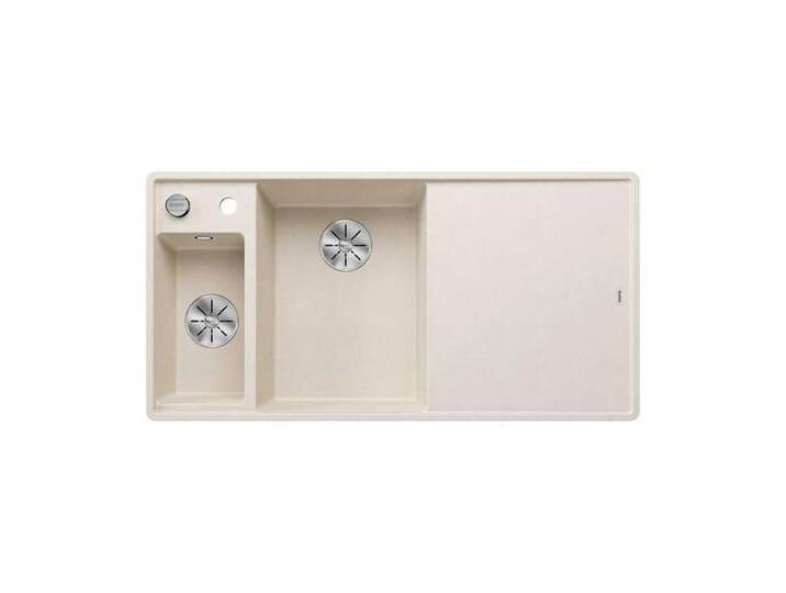 Blanco Granitspüle BLANCO AXIA III 6 S-F Silgranit flächenbündig Holz-Schneidbrett, 99/50 cm, weiß, Becken links, Softweiß von Blanco