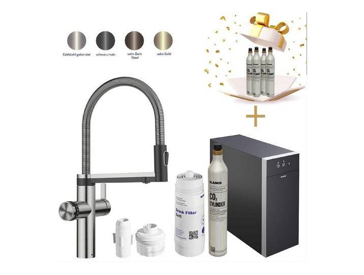 Blanco Küchenarmatur Trinkwasserarmatur Choice Icona + Kühl- & CO₂-Einheit Choice.All, grau, Edelstahl gebürstet von Blanco