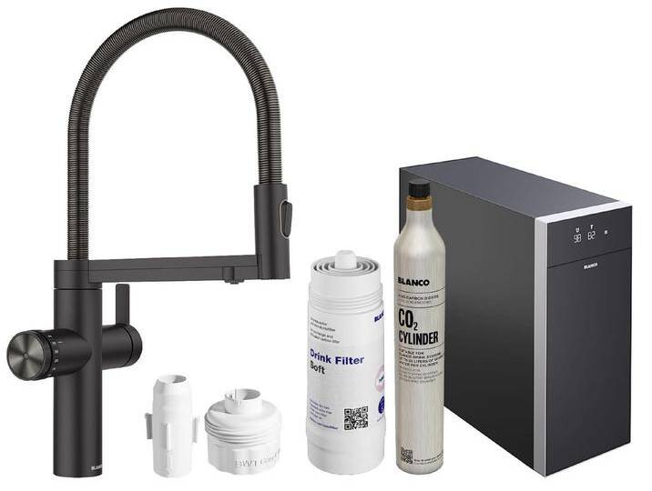 Blanco Küchenarmatur Trinkwasserarmatur Choice Icona + Kühl- & CO₂-Einheit Choice.All 6 in Armatur, Sprudel, kochend, still, gefiltert, 2 Auslässe von Blanco