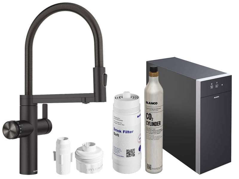 Blanco Küchenarmatur Trinkwasserarmatur Choice Icona + Kühl- & CO₂-Einheit Choice.All 6 in Armatur, Sprudel, kochend, still, gefiltert, 2 Auslässe von Blanco