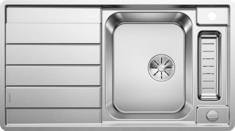 Blanco Küchenspüle AXIS III 5 S-IF, rechteckig, mit Glasschneidebrett und Edelstahlschale von Blanco