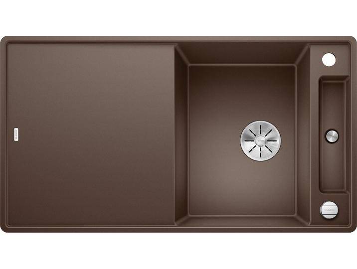 Granitspüle BLANCO AXIA III 5 S-F , braun (cafe), B:50cm H:19cm T:91cm, Verbundwerkstoff, Küchenspülen, inklusive gratis Esche-Compound-Brückenschneidebrett von Blanco