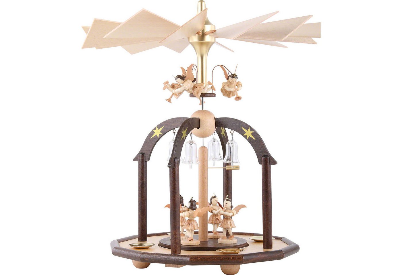 Blank Kunstgewerbe Weihnachtspyramide 1-stöckige Glöckchenpyramide mit sieben Engeln und Glasglöckchen (38x2 Blank Kunstgewerbe Weihnachtspyramide 1-stöckige Glöckchenpyramide mit sieben Engeln und Glasglöckchen (38x2 von Blank Kunstgewerbe