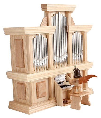 Kurzrockengel Engel an der Orgel mit Spielwerk 1 Melodie, natur - 15,5cm von Blank Kunsthandwerk
