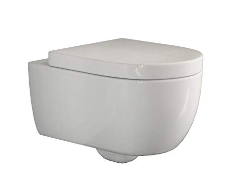 Blankenburg | Spülrandlose Toilette mit Softclose Toilettendeckel, Wand-WC hängend, randlos, Tiefspüler | 54,5 cm lang von Blankenburg