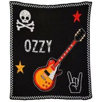 Rock Star Gitarre Baby Name Decke - Personalisierte Gestrickte Babydecke, Überwurf Oder Spielmatte von BlanketBoss