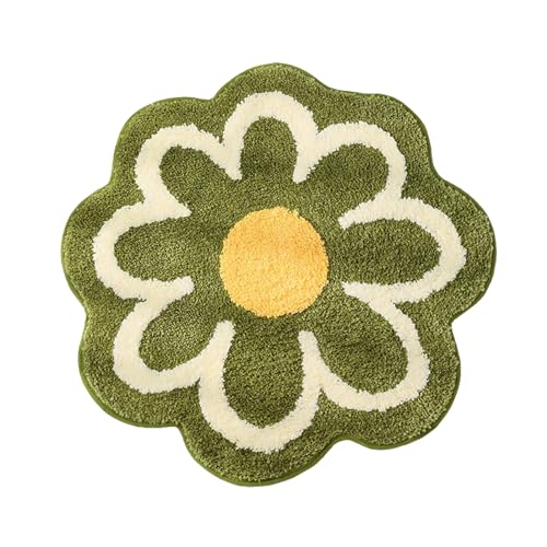 Blanketswarm Blumenteppich, Blumenteppich für Mädchenschlafzimmer, Ultraweicher Mikrofaser-Badteppich, Haushalts-Wohnzimmer, Maschinenwaschbare Blumen-Badezimmermatte, Duschbadewannenmatte(Grün) von Blanketswarm