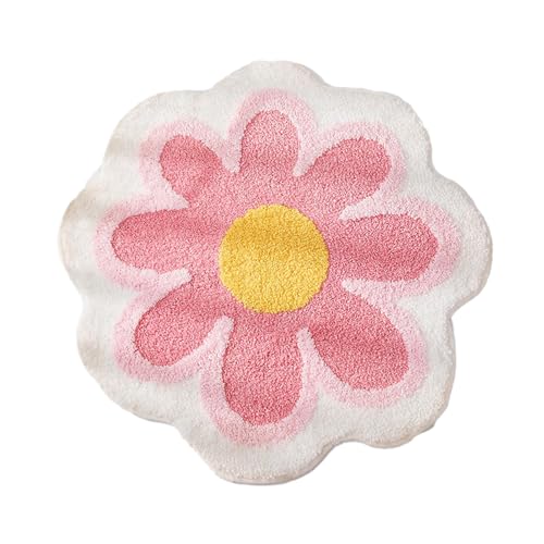 Blanketswarm Blumenteppich, Blumenteppich für Mädchenschlafzimmer, Ultraweicher Mikrofaser-Badteppich, Haushalts-Wohnzimmer, Maschinenwaschbare Blumen-Badezimmermatte, Duschbadewannenmatte(Rosa) von Blanketswarm