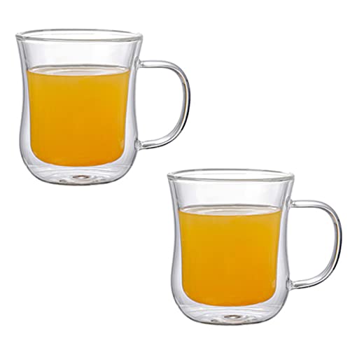 Blanketswarm Doppelwandige Glas-Kaffeetassen mit Griff, transparent, doppellagig, für Tee, Saft, Zuhause, Küche, 2 Stück von Blanketswarm
