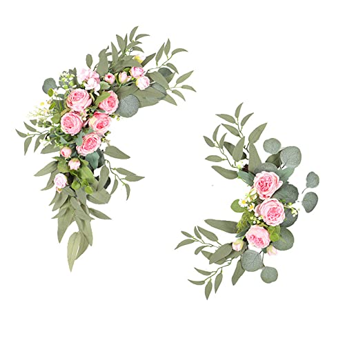 Blanketswarm Hochzeitsbogen Blumen Girlande (2 Stück), künstliche Rosen, Blumenarrangement, Girlande für Hochzeit, Zeremonie, Stuhl, Heimdekoration von Blanketswarm