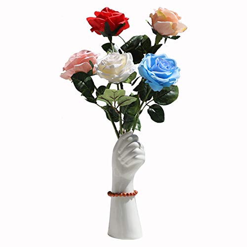 Blanketswarm Keramik-Handvase, weiße Keramik-Handvase, Blumenvase, Kunstvasen für Blumen, Tafelaufsätze, moderne Heimdekoration von Blanketswarm