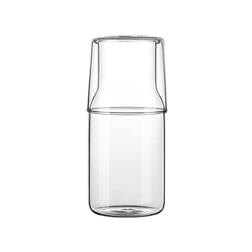 Blanketswarm Nachttisch-Wasserkaraffe und Glas-Set, Wasserkaraffe mit Tasse, Glaskaraffe mit Becher, Eiskaffeetasse, Mundwasser-Dekanter für Badezimmer(550 ml) von Blanketswarm