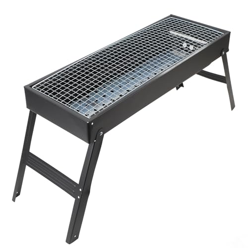 Blanketswarm Tragbarer Holzkohlegrill, Zusammenklappbarer Holzkohlegrill, Tragbar, Leicht, Grillzubehör, Leichter Kleiner Grill für Outdoor, Hinterhof, Camping, Picknick, Strand, Kochen von Blanketswarm