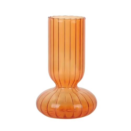 Glasvasen für Tafelaufsätze, Bunte, Klare Vasen, Elegante, Gestreifte, Hohe Blumenvasen aus Glas, Heimdekoration, Tischdekoration für Hochzeiten, 10 X 16 cm(Orange) von Blanketswarm