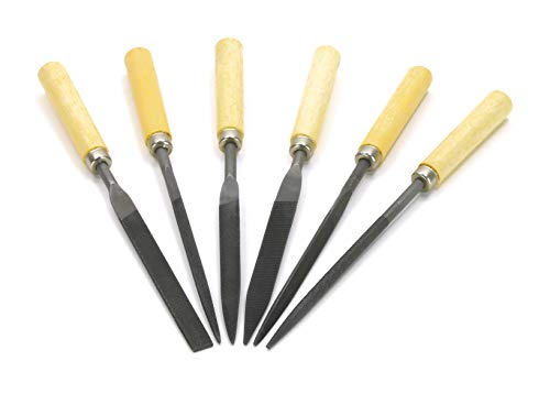 Blanko Nadelfeilen-Set, 6-teiliges Schlüsselfeilen-Set in unterschiedlichen Formen mit Holzgriffen, für Werkstatt und Heimwerk von Blanko
