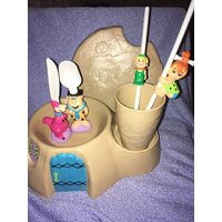 Vintage Flintstones Geschirr Set Kinder Erwachsene Fred Löffel Dino Kiesel Stroh Leroy Tasse Bettrock Haus Teller Cartoon 1988 Hanna Barbara von Blastpastplush
