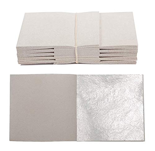 100 Blatt Echtes Blattsilber 5 cm x 5 cm Echt Silber 925 zum Versilbern & Basteln Silberblatt Silberfolie Kunst Handwerk Dekoration Restaurierung Möbel von Blattgold-Blattsilber