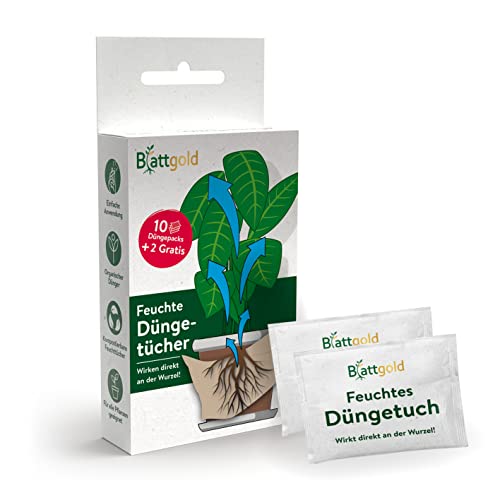 Blattgold feuchte Düngetücher 12er-Set | Kompostierbare Feuchttücher, organischer Dünger | Universaldünger [Pflanzendünger] von Blattgold