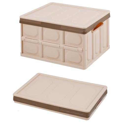 BlauHaus Faltbare Klappbox mit Deckel 56L– stabile Klappkiste, große Campingbox, stapelbare Transportbox zur Aufbewahrung – faltbox, klappboxen, kisten mit Deckel, platzsparend und robust. (beige) von BlauHaus