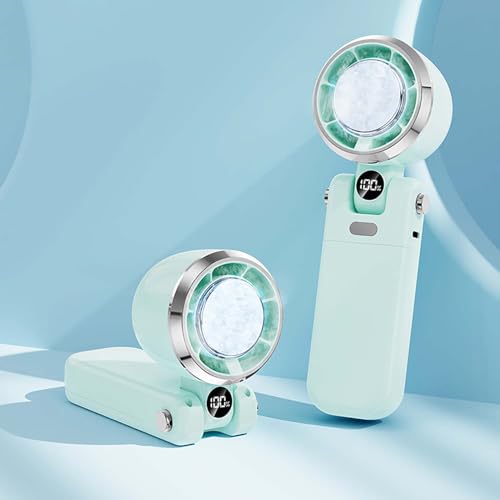 BlauHaus Handventilator Akku Aufladbar, Tragbarer Ventilator 90° Faltbar Mini, Mit HalbleiterküHlung Und Smart-Display, 4000 Mah Superstarker Mini Ventilator FüR BüRoarbeit, Reisen (blau) von BlauHaus
