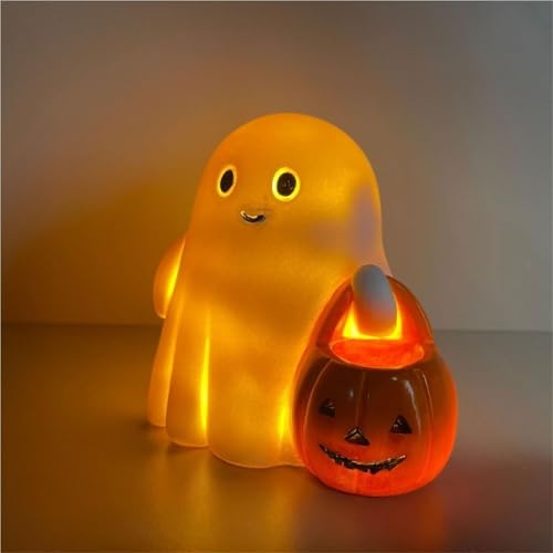 Halloween Deko Ghosts Lampe, Niedliche Geister-Leselampe, 3d-Led-Geister Statue Nachtlicht, Halloween Niedliche BüCherregal Deko Ghost Buchlampe FüR Leser Und Buchliebhaber (B) von BlauHaus