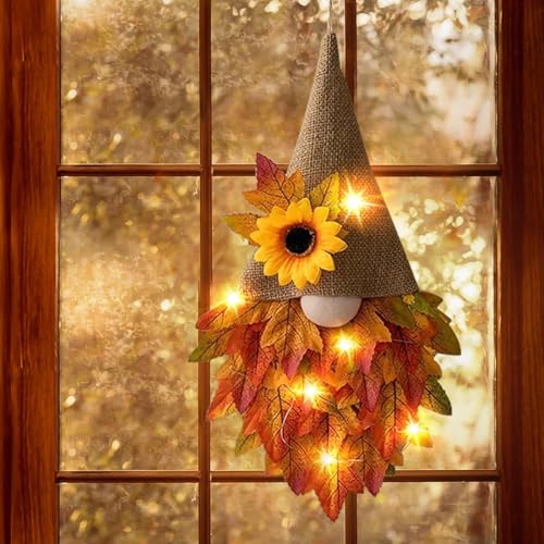 Herbstdeko Wichtel Kranz mit LED Licht, Türkranz Herbst, Haustür Ahornblatt Wichtel Türkranz Deko, Hängende Türkranz Herbst Außen, Herbstdeko Innen LED Lichterkette für Haustür Wand Herbstdeko Wichtel Kranz mit LED Licht, Türkranz Herbst, Haustür Ahornblatt Wichtel Türkranz Deko, Hängende Türkranz Herbst Außen, Herbstdeko Innen LED Lichterkette für Haustür Wand von BlauHaus