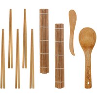 Bambus-Sushi-Kit Mit 2 Bambus-Rollmatten, Essstäbchen, Reisschaufel Und Streuer - Anfänger-Sushi-Kit Sushimatten Utensilien Bambus-Sushi-Kit Mit 2 Bambus-Rollmatten, Essstäbchen, Reisschaufel Und Streuer - Anfänger-Sushi-Kit Sushimatten Utensilien von BlauKeEU