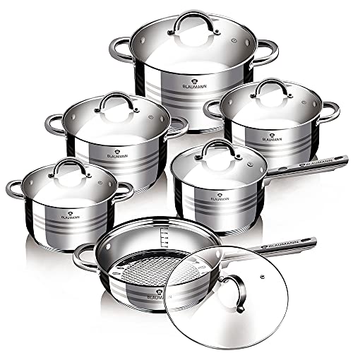 Blaumann Töpfe und Pfannen 12 tlg. Set Jumbo Gourmet Line von Berlinger Haus