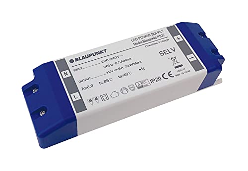 Blaupunkt LED Energieversorgung 72W/6A 12VDC IP20 Effizienz >90% Perfekt für LED-Streifen von Blaupunkt