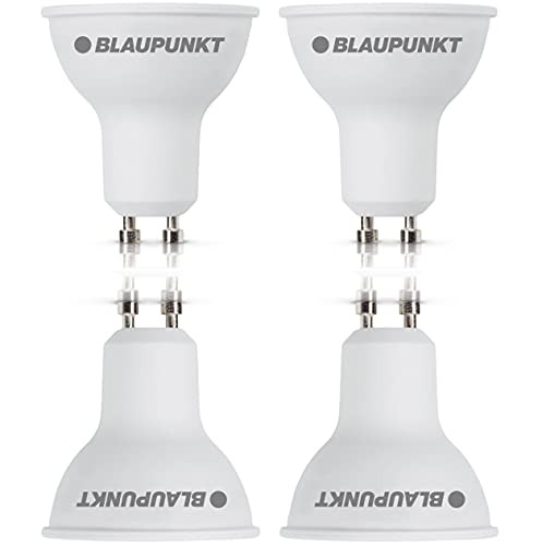 Blaupunkt LED GU10 Birne – Strahler – Reflektor – Raumbeleuchtung – 5W – Ersatz für 50W – Warmweiß 2700K – Led Lampen – 450 Lumen – Energie- und Kostensparendes Licht – Spotlight – 4-er Pack von Blaupunkt