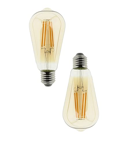 Blaupunkt Vintage Filament LED Birne ST64 E27 – Raumbeleuchtung – 8W – Ersatz für 50W – Warmweiß 2300K – 806 Lumen – Dekorativ – Retro – Klasse A+ – 2-er Pack, Amber Blaupunkt Vintage Filament LED Birne ST64 E27 – Raumbeleuchtung – 8W – Ersatz für 50W – Warmweiß 2300K – 806 Lumen – Dekorativ – Retro – Klasse A+ – 2-er Pack, Amber von Blaupunkt