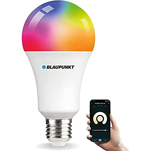 Blaupunkt Smart Birne E27 – Farbwechselnde LED- Glühbirne WiFi – Warmweiße bis kühle Tageslicht-Raumbeleuchtung – Dimmbar – Intelligente Lampe – 9W – Funktioniert mit Google Home – Einzelverpackung von Blaupunkt