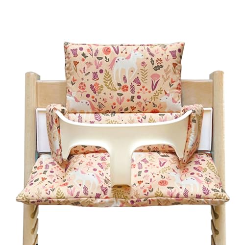 Blausberg Baby - Sitzkissen Set ABWASCHBAR kompatibel mit Tripp Trapp Stokke Hochstuhl - Einhorn Pferd Rosa Peach - Materialien Oeko-TEX Zertifiziert von Blausberg