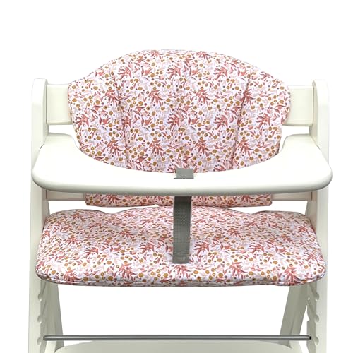 Blausberg Baby - Sitzkissen Set Hauck Alpha, Beta Polster Zubehör Hochstuhl - 2-teilige Sitzauflage 100% Baumwolle, Oeko-TEX Standard 100 - Made in Germany Blumenwiese Rosa von Blausberg