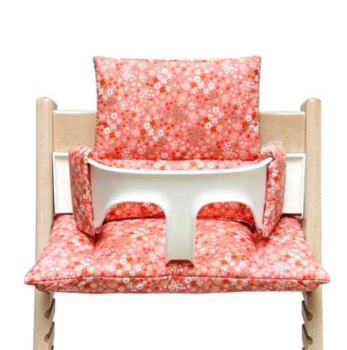Blausberg Baby - Tripp Trapp Sitz-Kissen Set für Stokke Hochstuhl - /Polster/Sitzverkleinerer - Spring Korall Orange Rosa, Material Oeko-TEX Standard 100 Zertifiziert von Blausberg