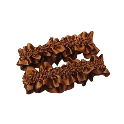 1 Paar Elastische Strumpfbänder für Braut,Rüschen Strumpfband Bride Accessories Satin Strumpfband als Hochzeitsgeschenk Engagement Party Hochzeitsdeko Bridal Shower 4x12cm,Braun von Blausky