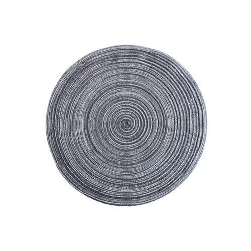 2 Stück 36cm Runde Gewebte Tischsets,Platzset Verschleißfest Tischmatten rutschfest Hitzebeständig Platzsets Untersetzer Platzdeckchen Tischzubehör für Küche Esszimmer Esstisch,Schwarzgrau von Blausky