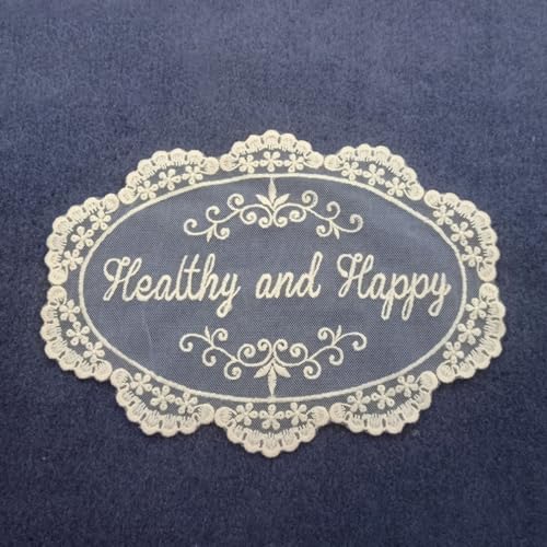 2 Stück Oval Spitzendeckchen,Retro Bestickt Untersetzer Blume Matte Spitze Platzset Tischsets Tischmatte Tassenmatte Deckchen Vasenmatte für Tisch Hochzeit Heimdekoration 17x24cm,Beige von Blausky