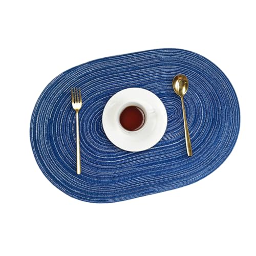 4 Stück Geflochten Platzdeckchen,Oval Platzset,Doppelseitigen rutschfest Platzdeckchen,Gewebte Tischset Platzset Hitzebeständigen für Esszimmer Küche Hochzeit Party,50 x 35 cm,Blau 4 Stück Geflochten Platzdeckchen,Oval Platzset,Doppelseitigen rutschfest Platzdeckchen,Gewebte Tischset Platzset Hitzebeständigen für Esszimmer Küche Hochzeit Party,50 x 35 cm,Blau von Blausky