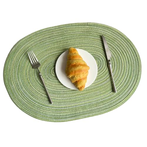 4 Stück Geflochten Platzdeckchen,Oval Platzset,Doppelseitigen rutschfest Platzdeckchen,Gewebte Tischset Platzset Hitzebeständigen für Esszimmer Küche Hochzeit Party,50 x 35 cm,Grün von Blausky