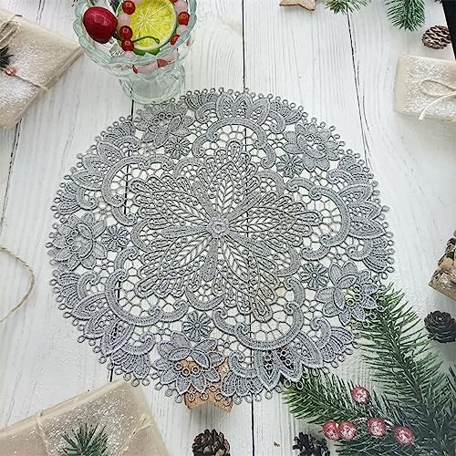 Blausky 1 Stück 27cm Runde Bestickte Tischsets,Spitzen-Tischset Französische Blume Spitzendeckchen Vasenmatte Dekorative Spitze Tischmatte Untersetzer für Esszimmer Bankett Hochzeit,Silber Blausky 1 Stück 27cm Runde Bestickte Tischsets,Spitzen-Tischset Französische Blume Spitzendeckchen Vasenmatte Dekorative Spitze Tischmatte Untersetzer für Esszimmer Bankett Hochzeit,Silber von Blausky