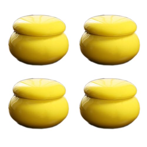 Blausky 1 Stück Keramikglas mit Deckeln,Mehrzweck Kleines Glas,Zuckerdose Mini Kaffeedose zum Aufbewahrung und Befüllen für Lipgloss Kaffee Zucker Tee Gewürze,Gelb,4.5x3cm von Blausky