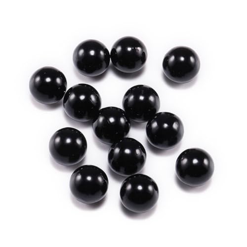 Blausky 100 Stück Perlen zum Basteln,Multicolor Lose Perlen Kunstperle Ohne Loch ABS Imitat Perle Rund Perlen Kleine Füllstoff Perlen Pearl für Schmuckherstellung Handwerk Dekoration,Schwarz,10mm von Blausky