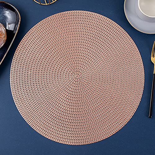 Blausky 2 Stück Tischsets,Abwaschbar PVC Platzset,Hohles Rundes Tischset,rutschfest Platzsets,Rund Untersetzer,Hohl Platzdeckchen,Tischset Abwischbar,für Restaurant Küche,38 cm,Roségold von Blausky