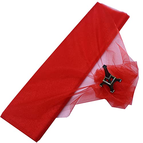 Blausky 48cm x 20m Organza Stoff zum Dekorieren,Schiere Deko Stoff,Tüll Rolle Hochzeitsbogen Tüllstoff Tüllband Dekoband für DIY Basteln Tutu-Rock VorhängeTischläufer Tischedeko Schärpe Band,Rot von Blausky